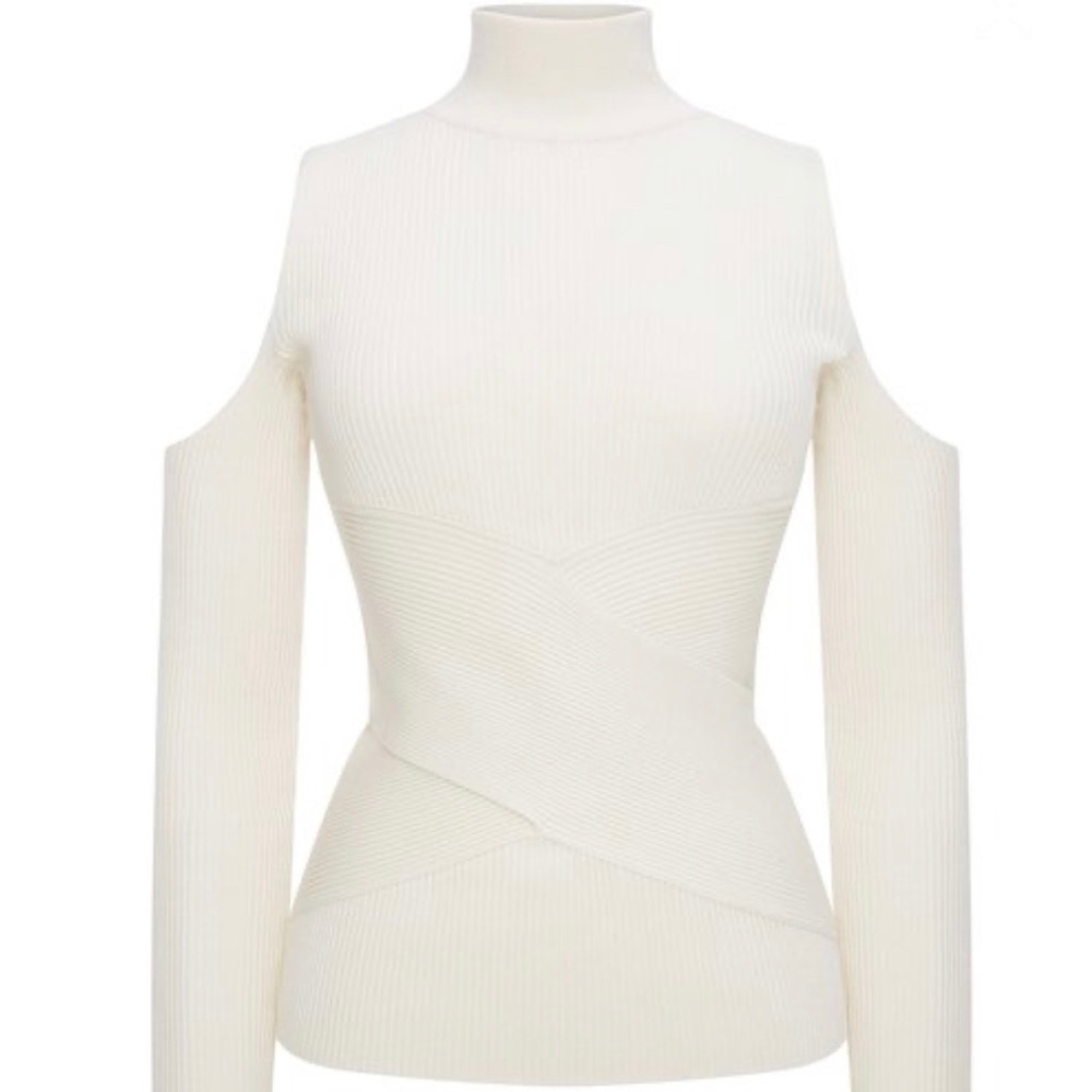 CROSS CUT SHOULDER KNIT SWEATER